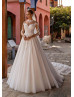 Long Sleeves Beaded Ivory Lace Tulle Exquisite Wedding Dress